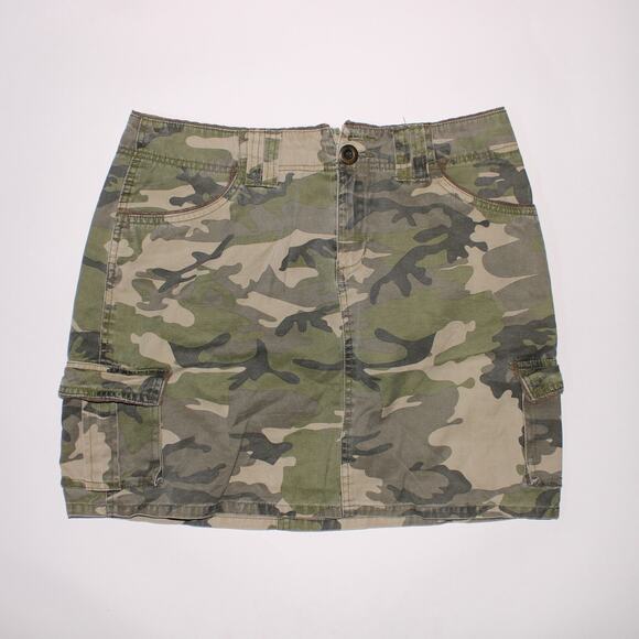 Y2K Nevada 100% Cotton Camo Denim Mini Skirt Size 6 - Picture 1 of 5